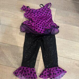 WEISSMAN IC PURPLE BLACK POLKA DOT DANCE COSTUME #11088